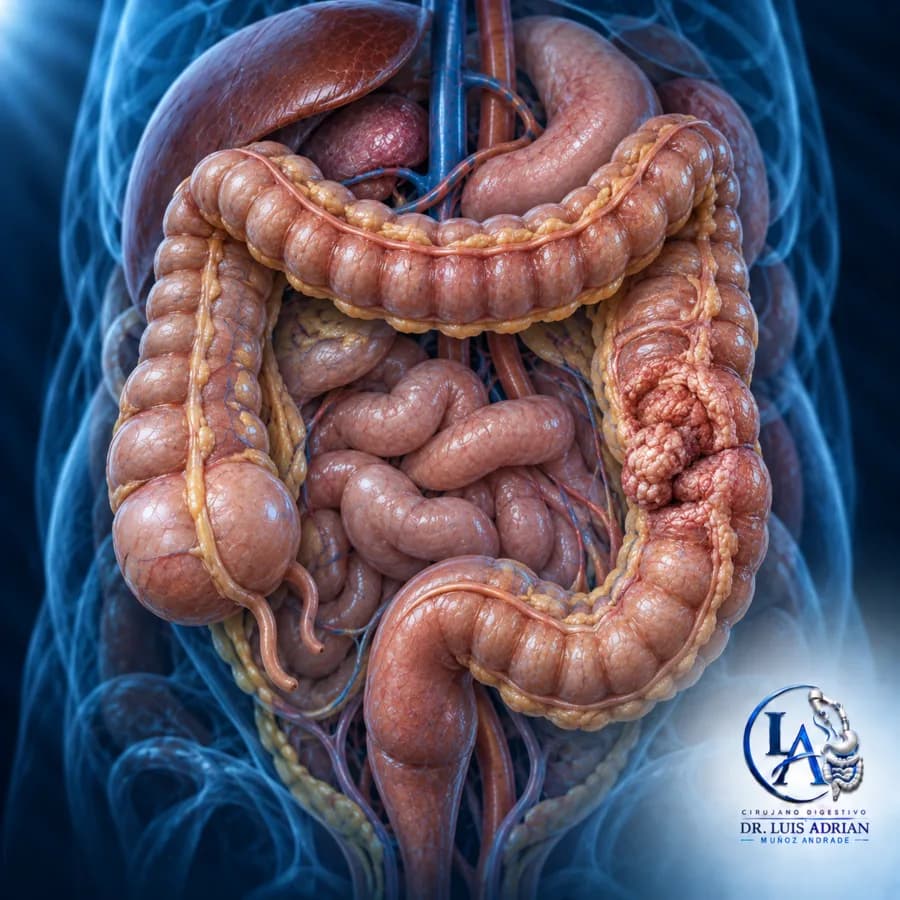 Ilustración anatómica relacionada con colon